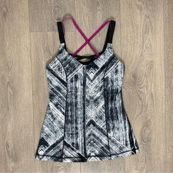 Lululemon Hot To Street Tank Top Heat Wave White Black Black Regal Plum Size 4 - Picture 2 of 12